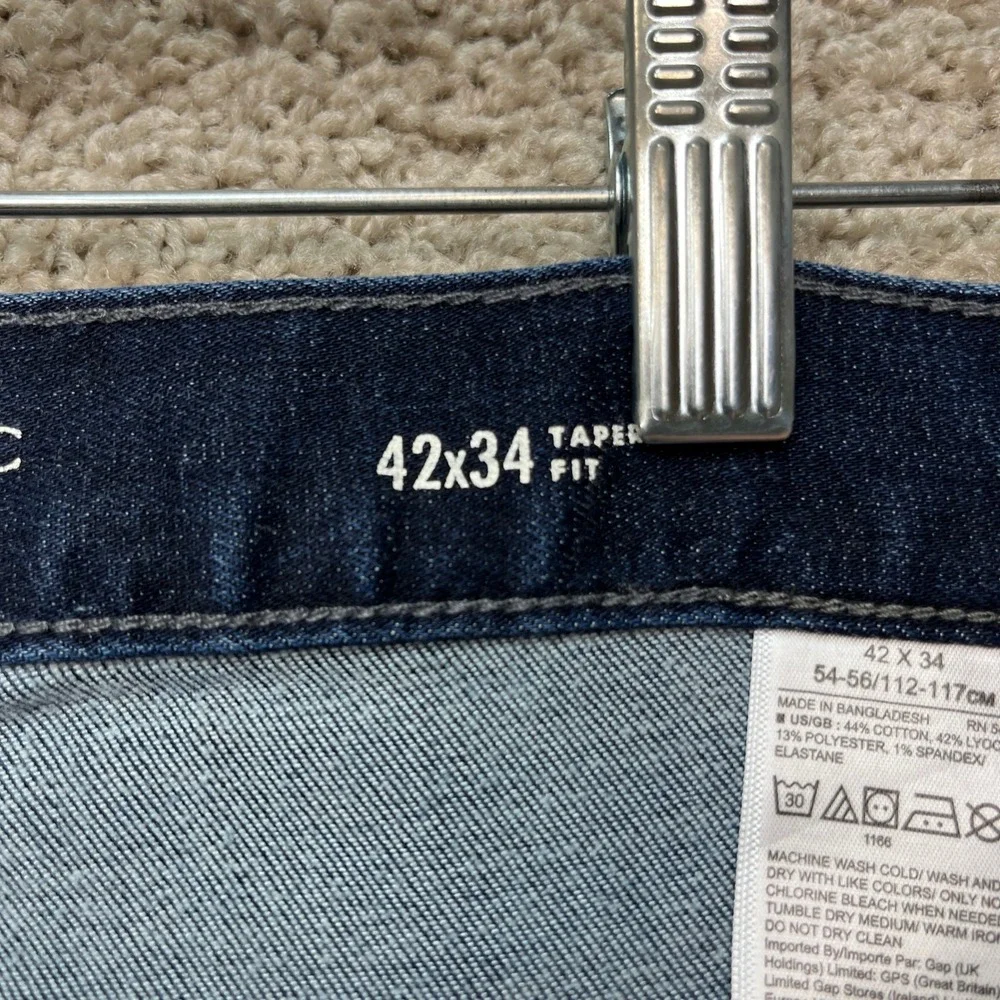 Banana Republic Traveler Jeans Mens 42x34 Dark Wash Taper Fit 5 Pocket Denim EUC
